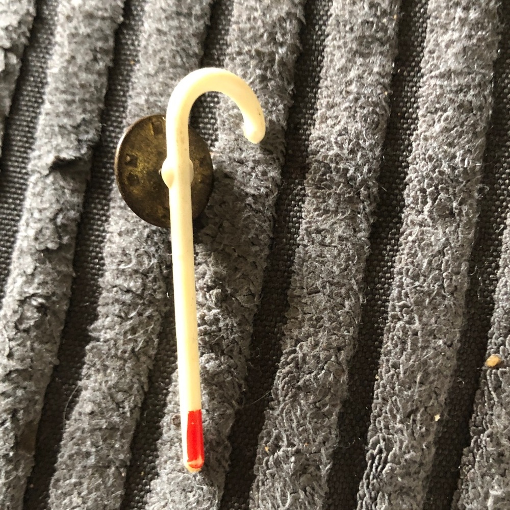 Ivory and Red Decorative Candy Cane Hook - Home Accents